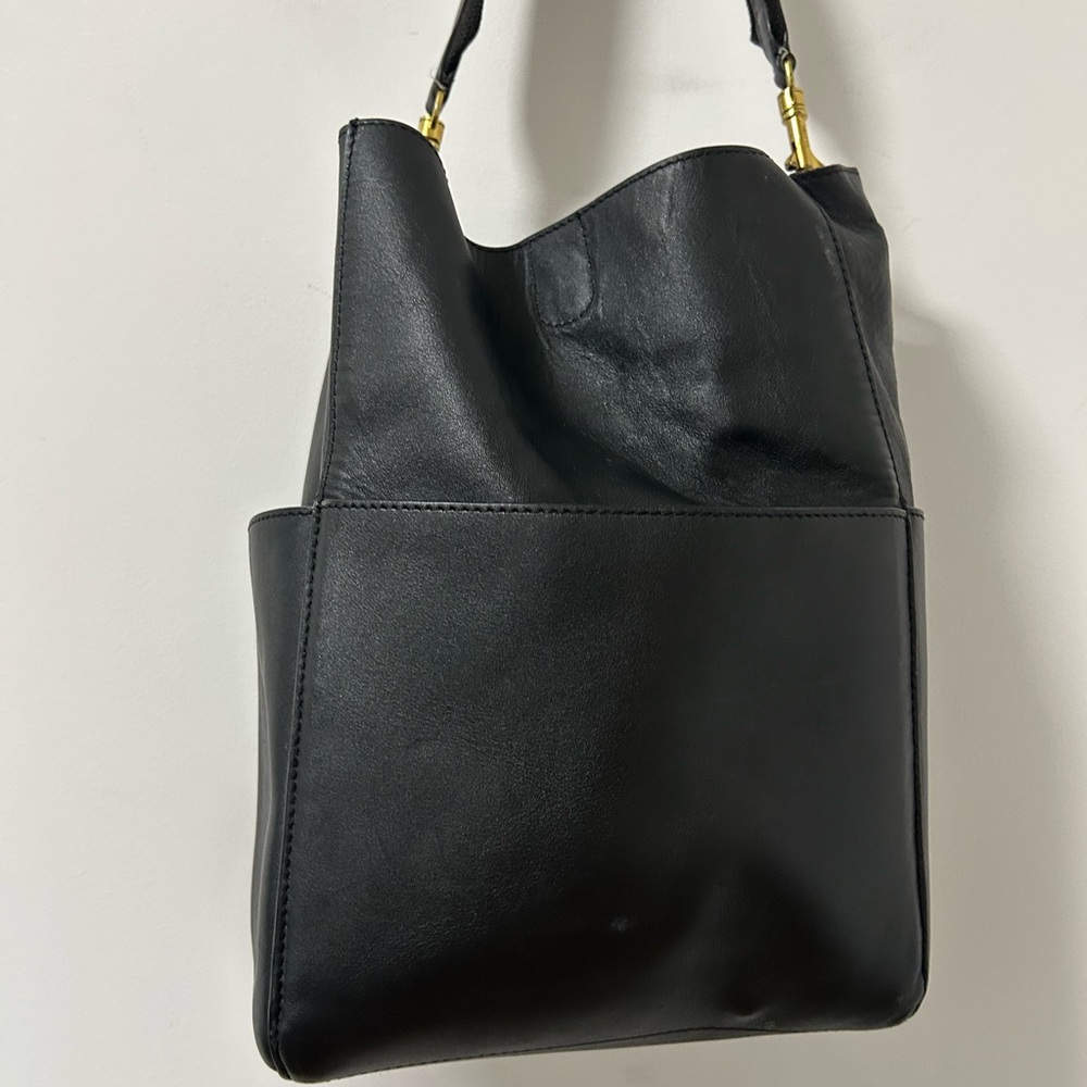 Celine Seau Sangle Medium Black Leather Shoulder Bag Phoebe Philo - Rehab - Picture 7 of 15